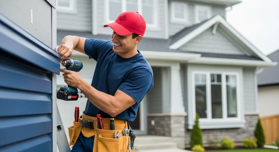 Siding professional at work in Kitchener